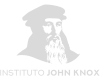 Rosto do John Knox na cor cinza e título abaixo escrito Instituto John Knox