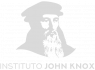 Rosto do John Knox na cor cinza e título abaixo escrito Instituto John Knox